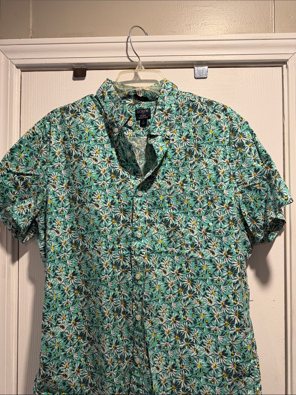 J. Crew Short-Sleeve Button-Down Shirt in Teal Floral